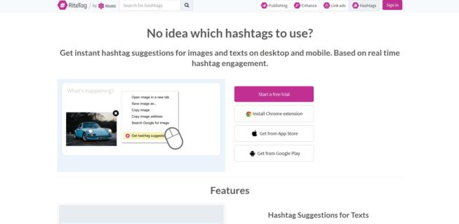 Rite tag hashtag app for Instagram