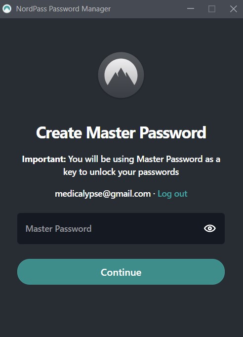 NordPass Create Master Password