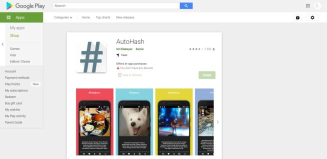 Autohash hashtag app for Instagram
