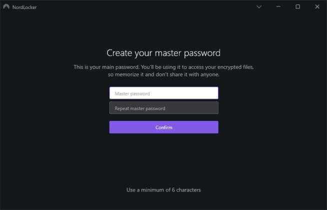 nordlocker master password