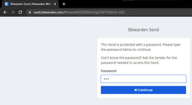 send password bitwarden