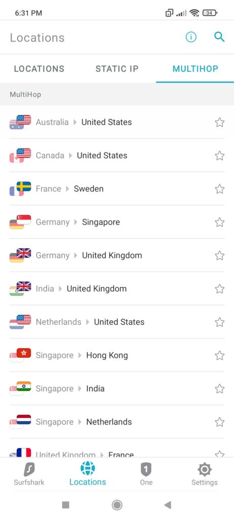 surfshark android countries-2