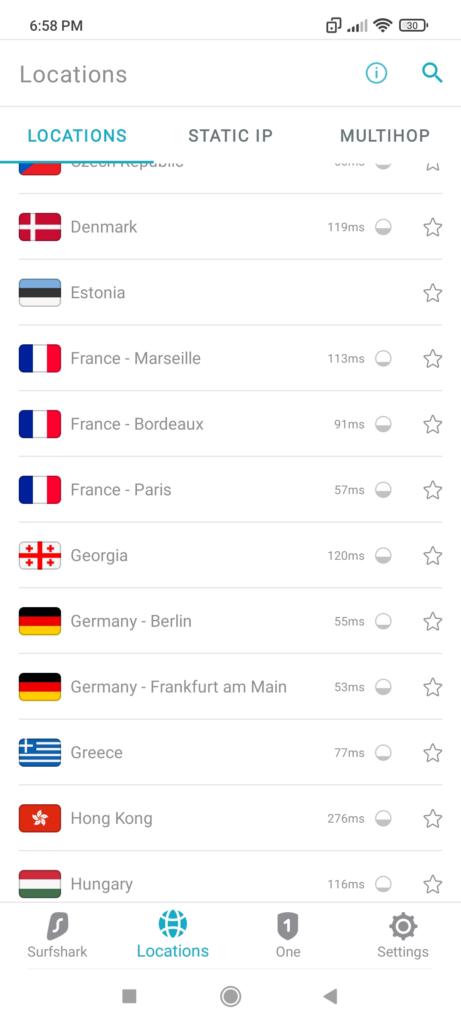 surfshark android countries-3