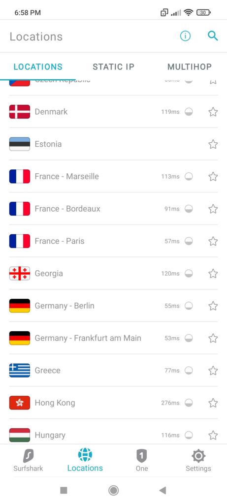 surfshark android countries-3