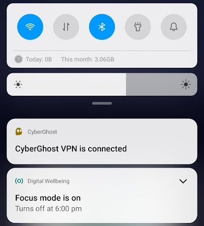 notification bar cyberghostvpn