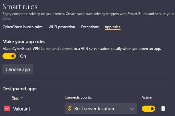 smartrules apprules cyberghostvpn