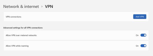 Windows 10 VPN Settings