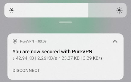 purevpn notification bar mobile app