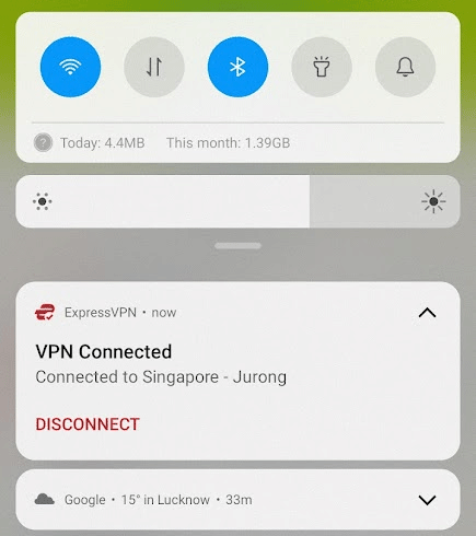 expressvpn notification bar mobile app