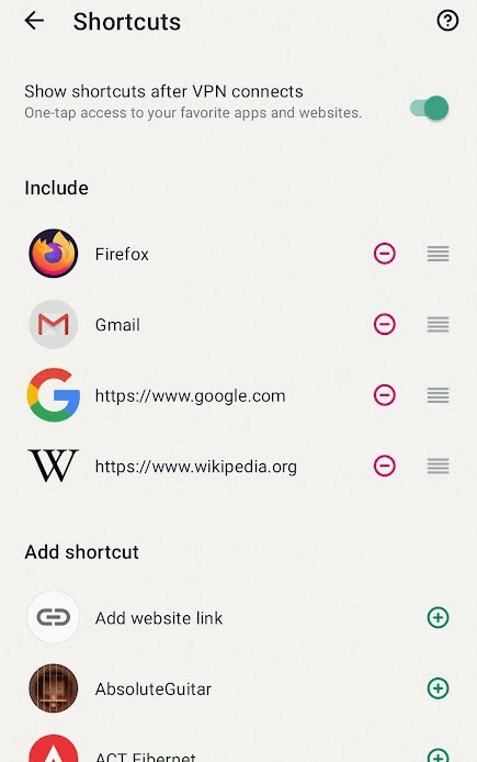 expressvpn shortcuts mobile app