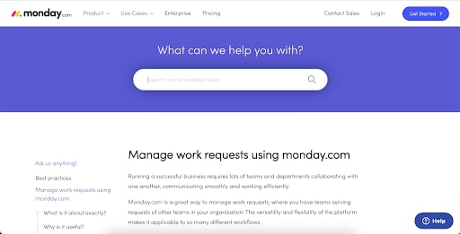 Monday support page