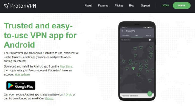 ProtonVPN Free Android VPN