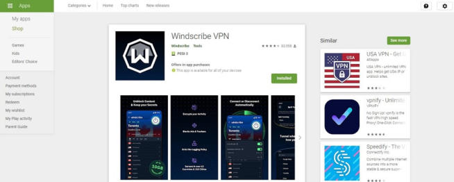 Windscribe Free Android VPN