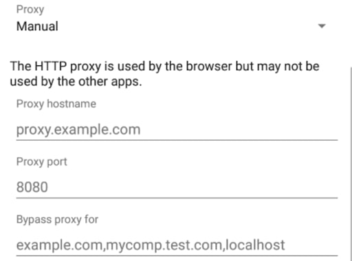 Proxy hostname and port