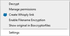 Boxcryptor Encrypt Settings