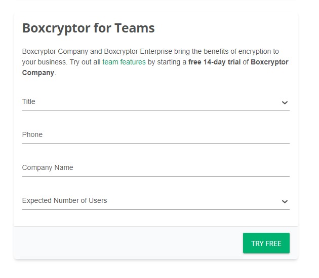 Boxcryptor teams