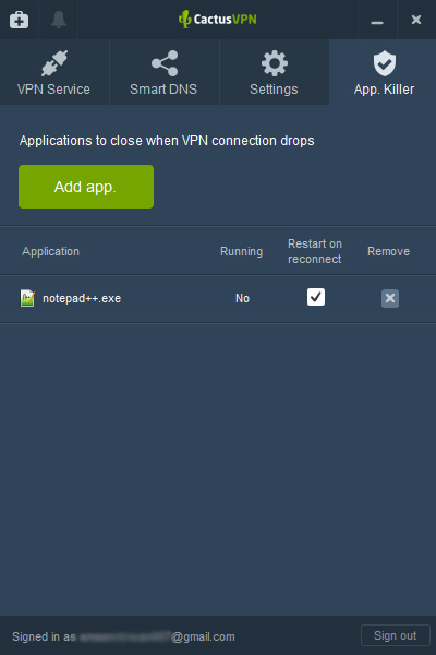 App Killer - CactusVPN Desktop app