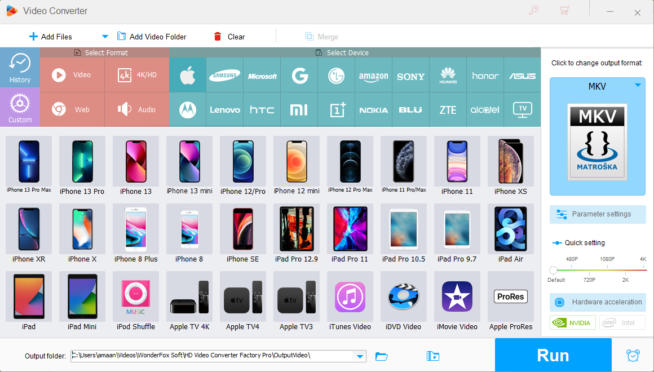 HD Video Converter Pro formats