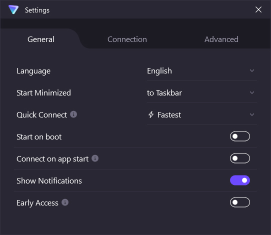 general settings desktop app protonvpn