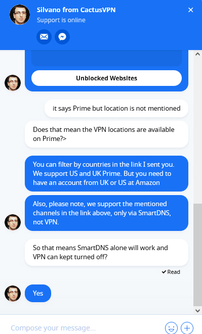 cactusvpn live chat