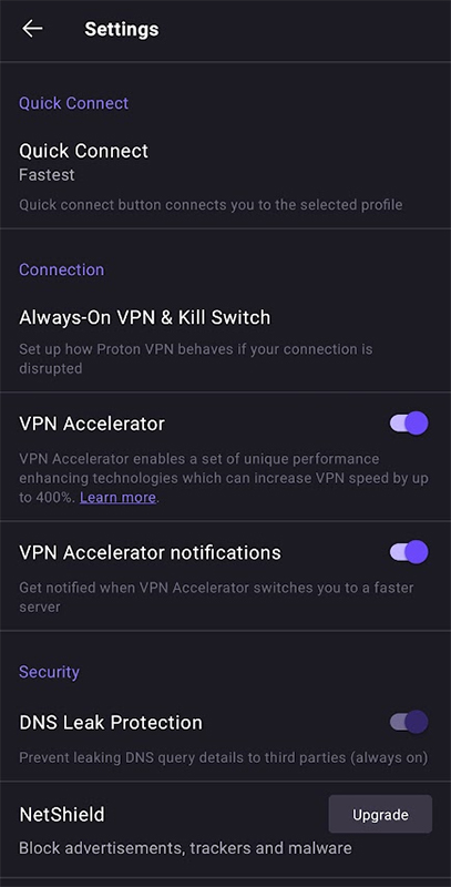 protonvpn main settings desktop app