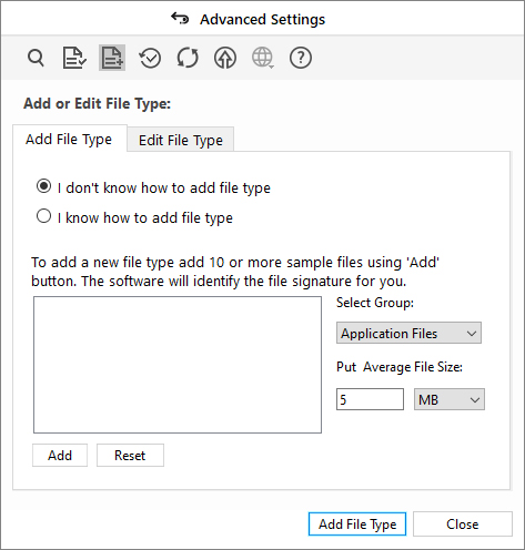 stellar data recovery add file types