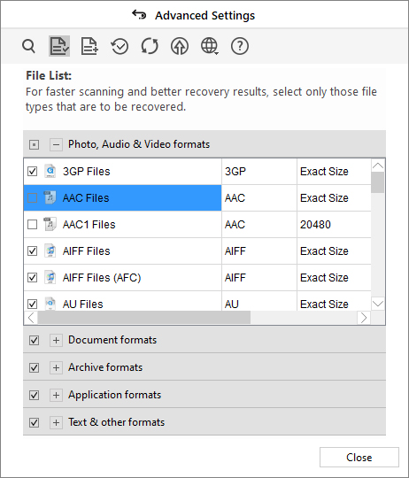 stellar data recovery file list