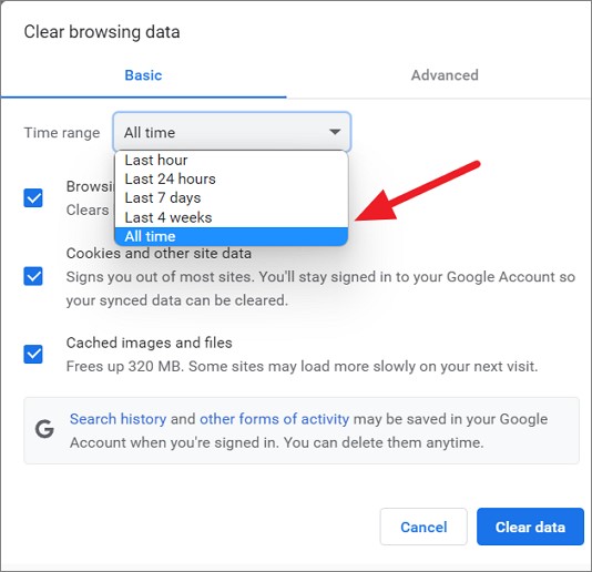 clear chrome browser data