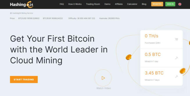 Hashing24 Bitcoin Cloud Mining Site