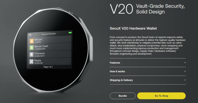 SecuX V20 Bitcoin Wallet