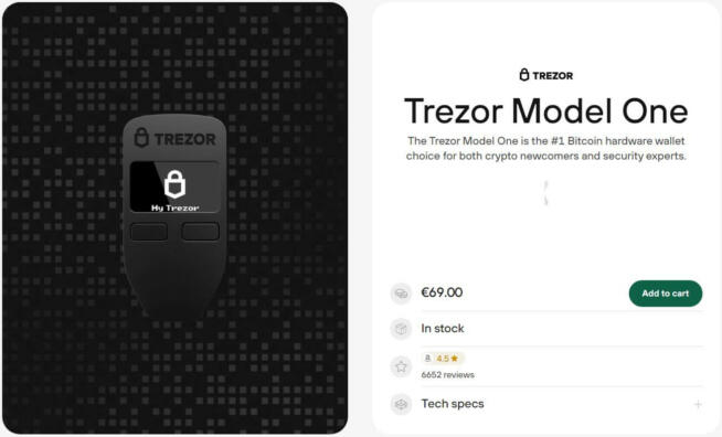 Trezor Model One Bitcoin Wallet