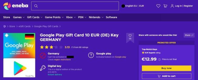 Eneba Google Play Gift Card