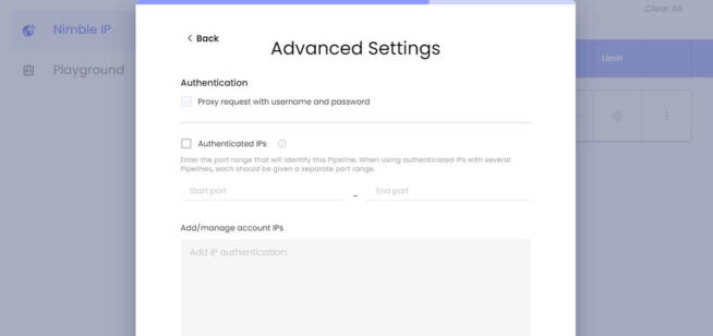 Nimbleway IP Advanced Settings