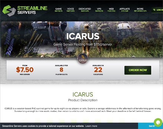 Streamline Servers Icarus Server Provider