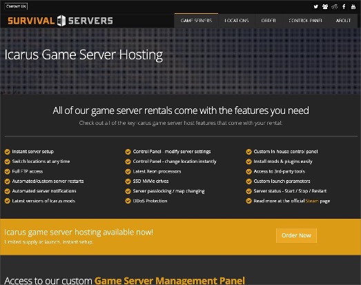 Survival Servers Icarus Server Provider