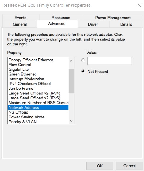 change mac address