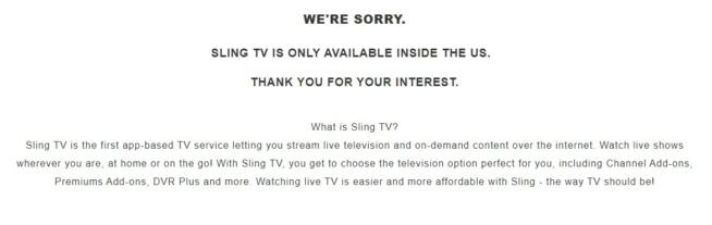 Sling TV Geo Block
