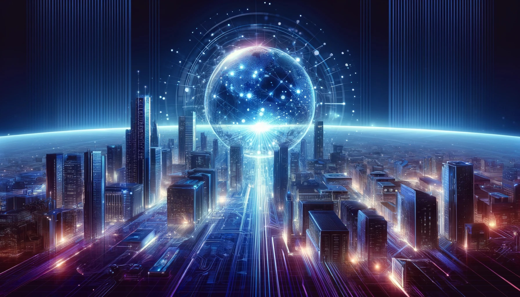 A futuristic digital artwork depicting the concept of advanced VPN technology