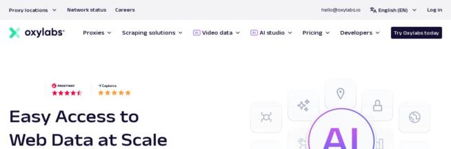 Oxylabs residential proxies homepage screenshot
