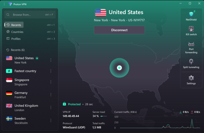 Proton VPN Windows-app för Sverige