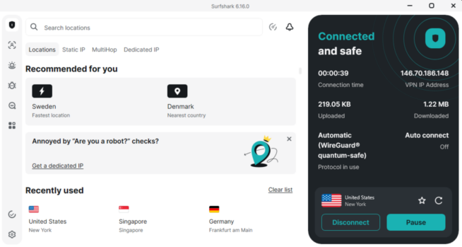 Surfshark Windows-app för Sverige